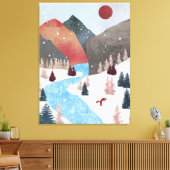 Winter Jacht Vos Canvas Afdruk (Insitu (Woonkamer))