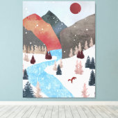 Winter Jacht Vos Canvas Afdruk (Insitu (Houten vloer))