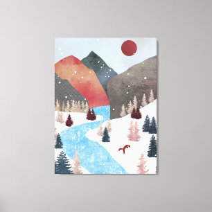 Winter Jacht Vos Canvas Afdruk