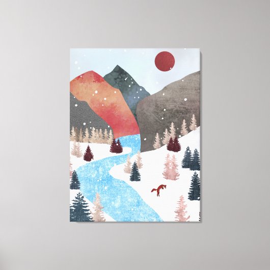 Winter Jacht Vos Canvas Afdruk (Voorkant)
