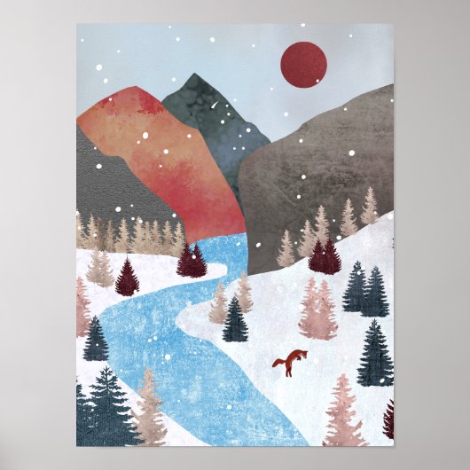 Winter Jacht Vos Poster (Voorkant)
