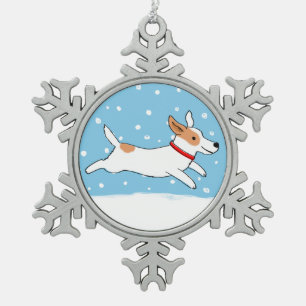 Winter Jack Russell Terrier - Cute Holiday Dog Tin Sneeuwvlok Ornament
