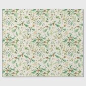 Winter Jeneverbes Pine Gift Wrap On Off White Cadeaupapier (Vlak)