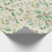 Winter Jeneverbes Pine Gift Wrap On Off White Cadeaupapier (Hoek)