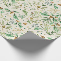Winter Jeneverbes Pine Gift Wrap On Off White