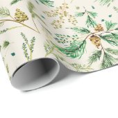 Winter Jeneverbes Pine Gift Wrap On Off White Cadeaupapier (Rol Hoek)