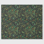 Winter Jeneverbes Pine Gift Wrap op zwarte achterg Cadeaupapier (Vlak)