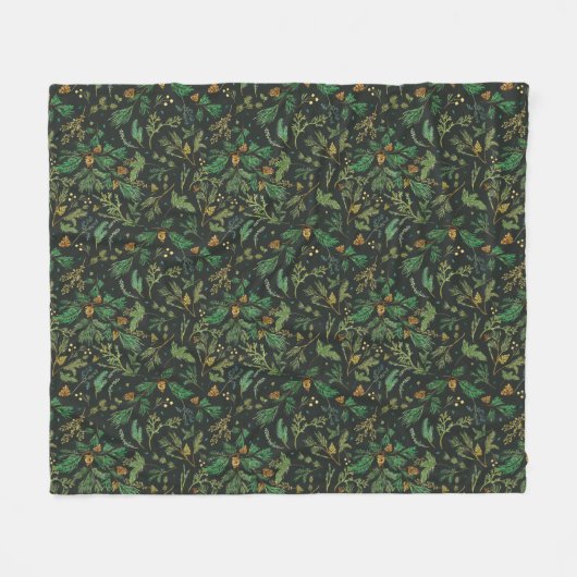 Winter Jeneverbes Pine op Zwarte Achtergrond Deken (Voorkant (Horizontaal))