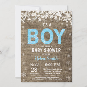 Winter Jongen Baby Shower Uitnodiging Uitnodiging
