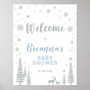 Winter Jongen Baby Shower Welkom Feestbord Poster