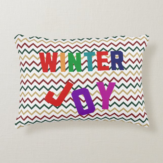 Winter Joy - Gezellige kleurrijke letters Accent Kussen (Voorkant)