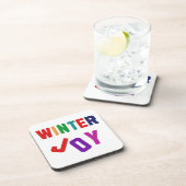 Winter Joy - Gezellige kleurrijke letters Bier Onderzetter (Rechterzijde)