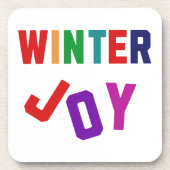 Winter Joy - Gezellige kleurrijke letters Bier Onderzetter (Voorkant)