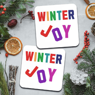 Winter Joy - Gezellige kleurrijke letters Bier Onderzetter
