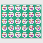 Winter Joy - Gezellige kleurrijke letters Cadeaupapier (Vlak)