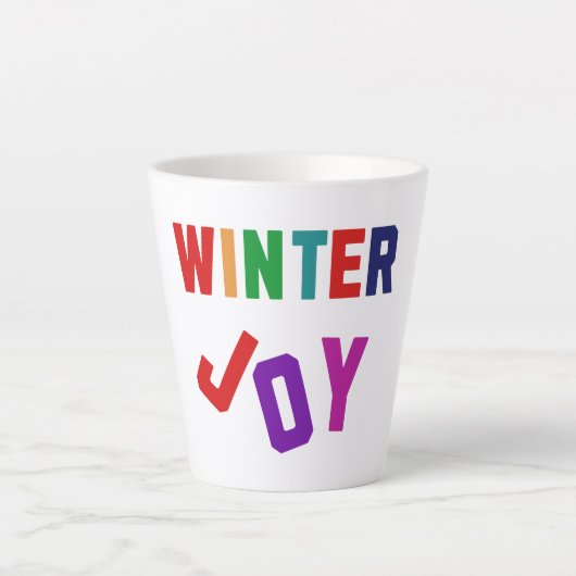 Winter Joy - Gezellige kleurrijke letters Latte Mok (Voorkant)