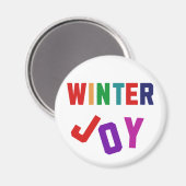 Winter Joy - Gezellige kleurrijke letters Magneet (Voorkant / Achterkant)