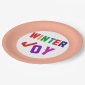 Winter Joy - Gezellige kleurrijke letters Papieren Bordje (Gekanteld)
