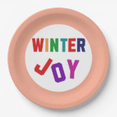 Winter Joy - Gezellige kleurrijke letters Papieren Bordje (Voorkant)