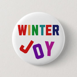 Winter Joy - Gezellige kleurrijke letters Ronde Button 5,7 Cm