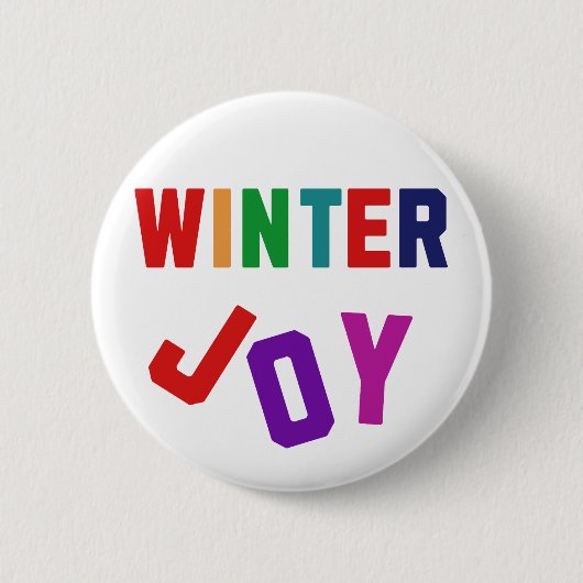 Winter Joy - Gezellige kleurrijke letters Ronde Button 5,7 Cm (Voorkant)