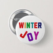 Winter Joy - Gezellige kleurrijke letters Ronde Button 5,7 Cm (Voorkant /achterkant)