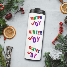 Winter Joy - Gezellige kleurrijke letters Thermosbeker