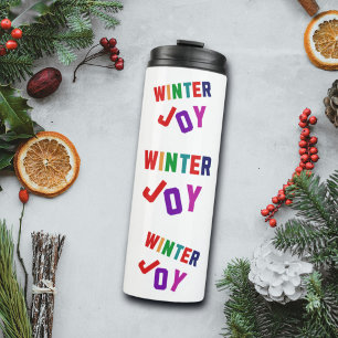 Winter Joy - Gezellige kleurrijke letters Thermosbeker