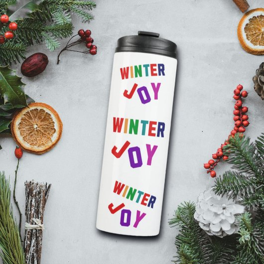 Winter Joy - Gezellige kleurrijke letters Thermosbeker
