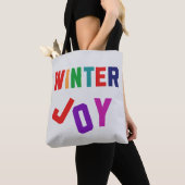 Winter Joy - Gezellige kleurrijke letters Tote Bag (Dichtbij)