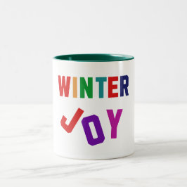 Winter Joy - Gezellige kleurrijke letters Tweekleurige Koffiemok