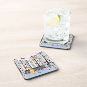 Winter Joy - Kat met sjaal Berkenbomen Kardinalen Bier Onderzetter (Rechterzijde)