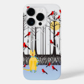 Winter Joy - Kat met sjaal Berkenbomen Kardinalen Case-Mate iPhone Case (Achterkant)
