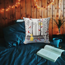 Winter Joy - Kat met sjaal Berkenbomen Kardinalen