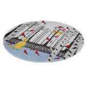 Winter Joy - Kat met sjaal Berkenbomen Kardinalen Snijplank (Hoek)