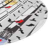 Winter Joy - Kat met sjaal Berkenbomen Kardinalen Snijplank (Hoek)