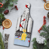 Winter Joy - Kat met sjaal Berkenbomen Kardinalen Snijplank