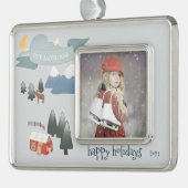 Winter Joy ⎢ Persoonlijke fotoversiering Verzilverd Omlijst Ornament (Links)