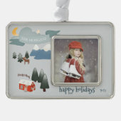 Winter Joy ⎢ Persoonlijke fotoversiering Verzilverd Omlijst Ornament (Voorkant)