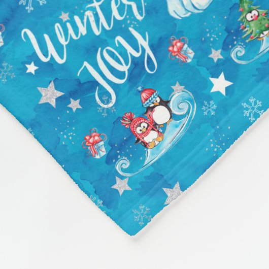 Winter Joy Polar Beer en pinguïns in de sneeuw Fleece Deken (Hoek)