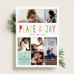 Winter Joy vakantie Kaart<br><div class="desc">Een helder en kleurrijk vakantiekaartontwerp met de tekst "Peace and Joy" in een speels lettertype. Pas deze kaart aan met 6 foto's en een persoonlijke groet.</div>