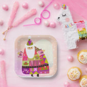 Winter Joyous Santa 7-inch vierkante papier Bord (Feest)