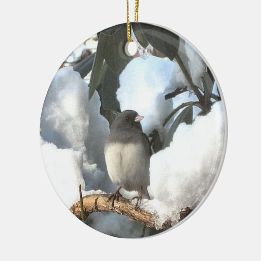 Winter Junco Keramisch Ornament (Links)