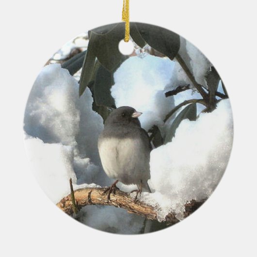 Winter Junco Keramisch Ornament (Achterkant)