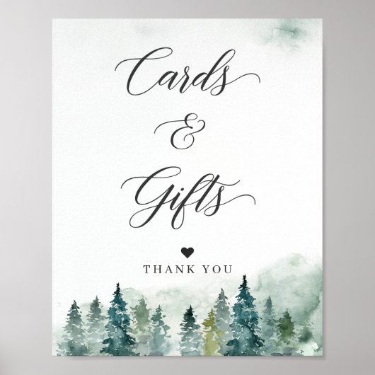 Winter Kaarten en cadeaubonen van Greenwood Pine T Poster (Voorkant)
