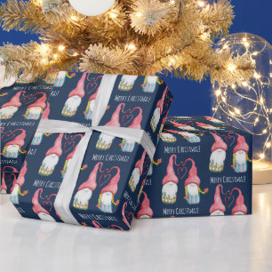 Winter Kabouter Verliefd Aquarel Handgeschilderd Cadeaupapier