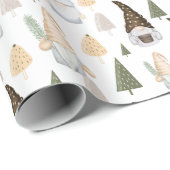 Winter Kabouters Bomen Witte Inpakpapier (Rol Hoek)
