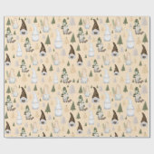 Winter Kabouters Bos Beige Cadeaupapier (Vlak)