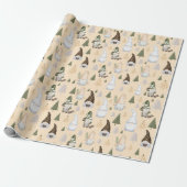 Winter Kabouters Bos Beige Cadeaupapier (Uitgerold)