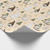 Winter Kabouters Bos Beige Cadeaupapier (Hoek)